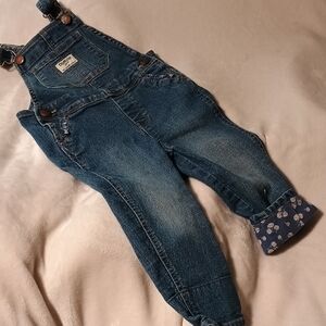Denim Overalls with Floral Cuffs